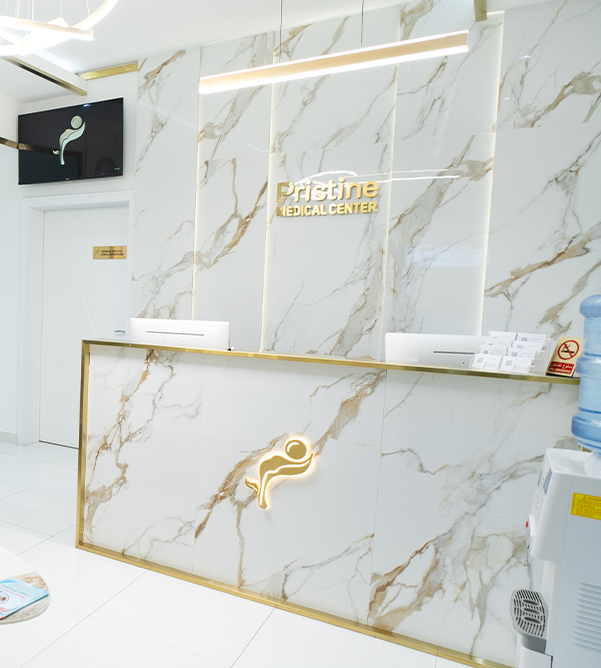 Pristine Medical Clinic reception area with modern interior and patient welcome desk